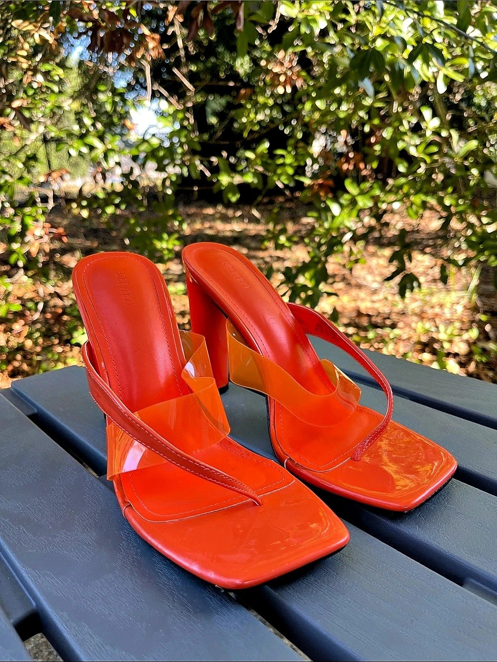 Forever 21 Orange Strappy Heels Like New